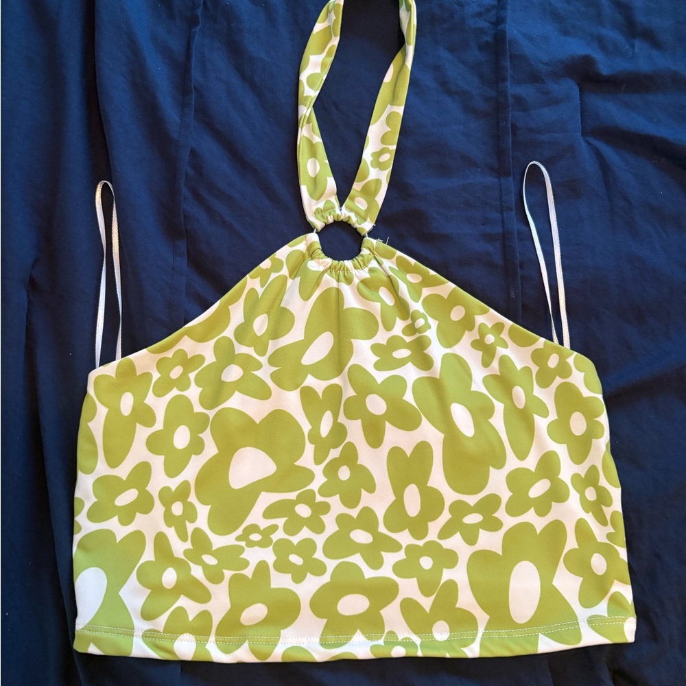 Garage Green and White Floral Top